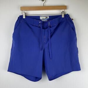 Vintage KAHALA 1936 Embroidered Logo Blue Drawstring Swim Trunks Mens SZ L